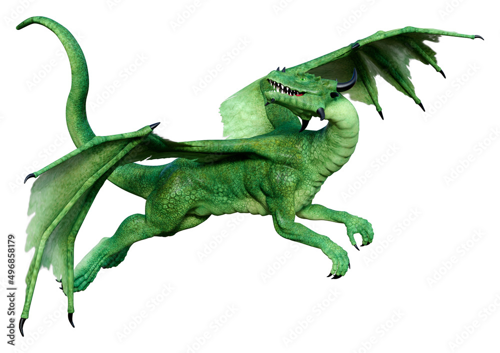 Fototapeta premium 3D Rendering Fairy Tale Dragon on White