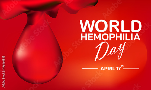 World Hemophilia day is observed every year on April 17, is an inherited bleeding disorder in which the blood does not clot properly and can lead to spontaneous bleeding. Vector illustration