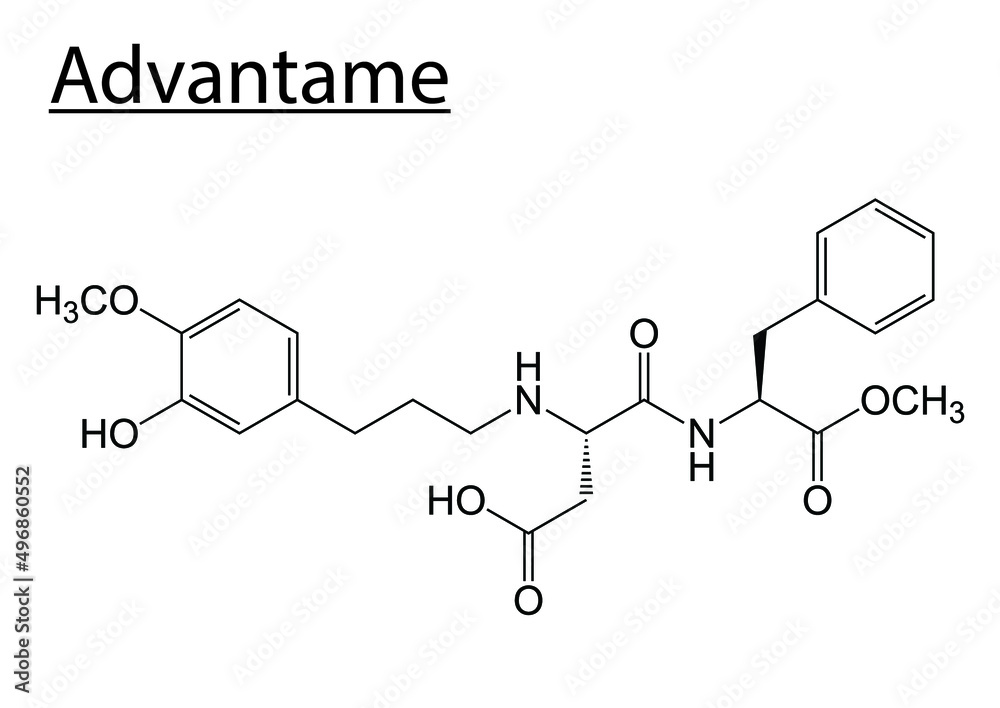 Advantex Dm Structure Vector of the chemical molecule structure of Advantame (Sweetener) on a ...