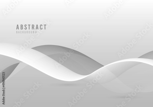 Abstract gradient white and gray wavy pattern decorative artwork.