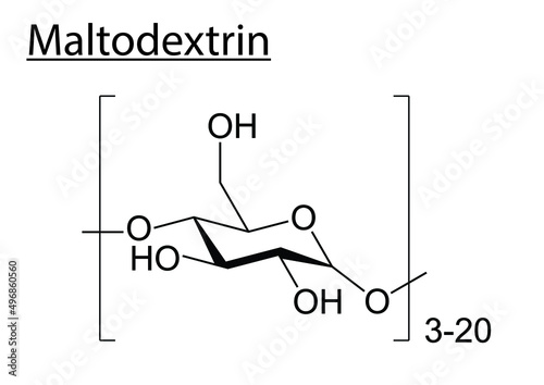 Vector of the chemical molecule structure of Maltodextrin (Sweetener) on a white background