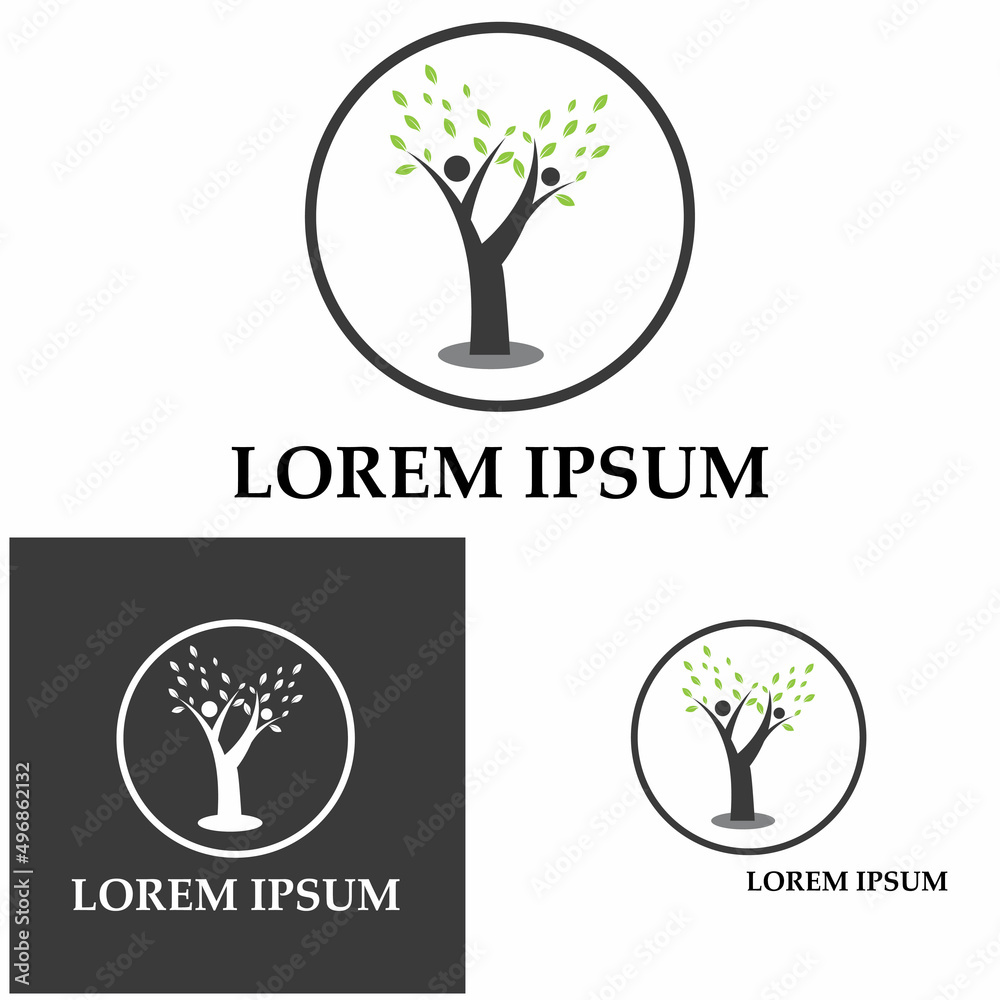 Obraz premium Creative Human Tree Concept Logo Design Template