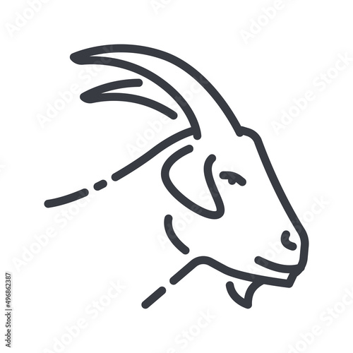 Vector goat line icon isolated on transparent background.