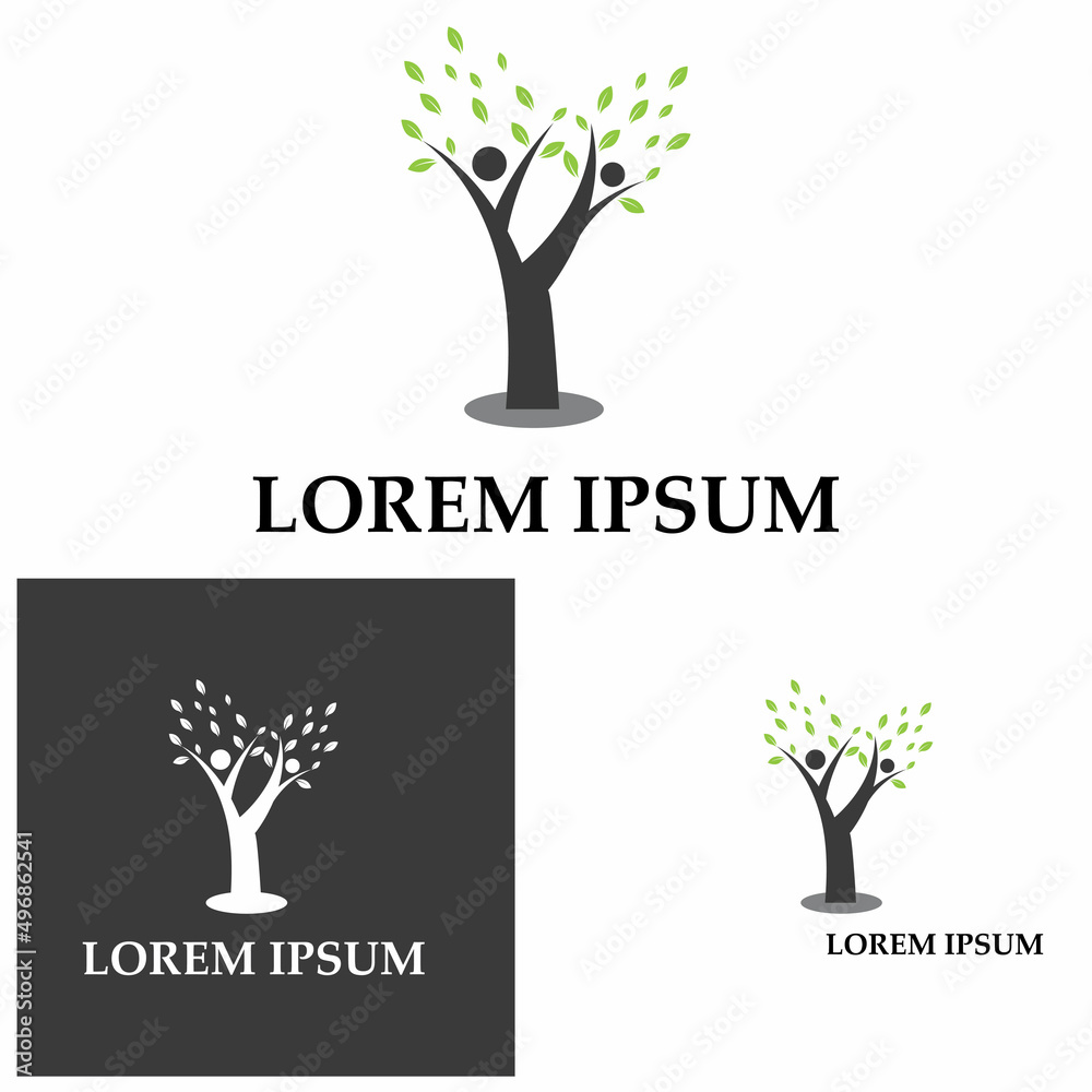 Obraz premium Creative Human Tree Concept Logo Design Template
