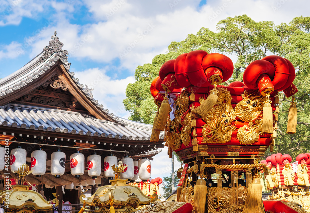 Fototapeta premium 豊浜八幡神社とちょうさ 