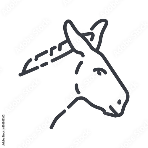 Vector donkey line icon isolated on transparent background.