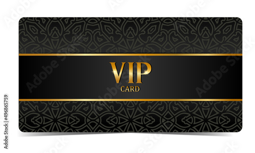 Black VIP card with gold inlay and pattern
