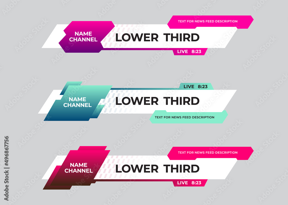 Vector lower third of screen for headlines, for name, channel, title plate. Vector lower third of screen for headlines, for name, channel, title plate.