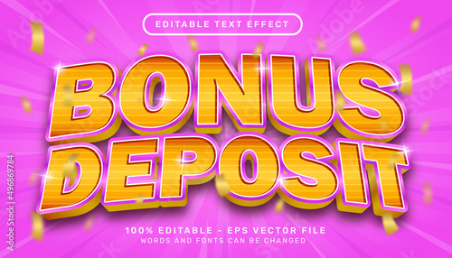 bonus deposit 3d text effect and editable text effect