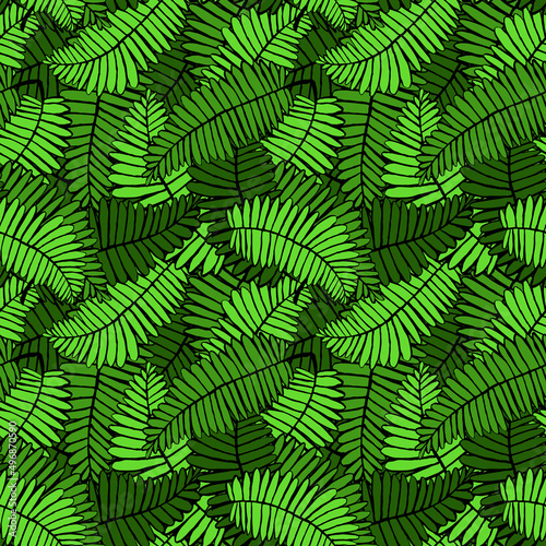 fern leaves foliage seamless pattern, vector illustration endless texture