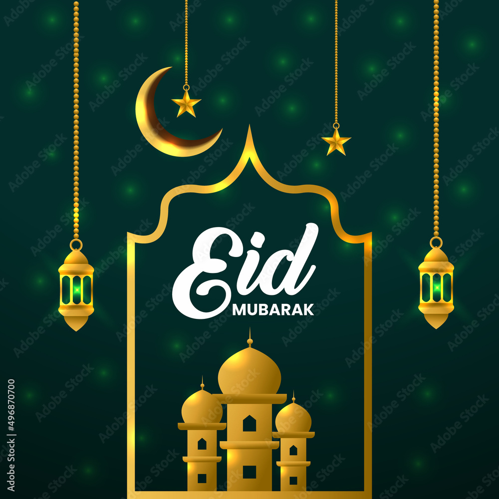 eid mubarak greeting card Stock Vector | Adobe Stock