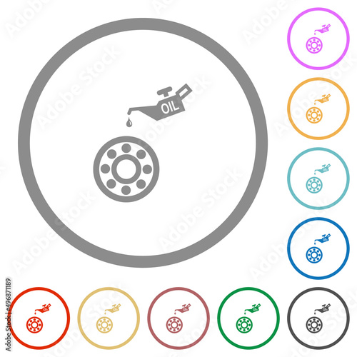 Oiler can and bearings flat icons with outlines