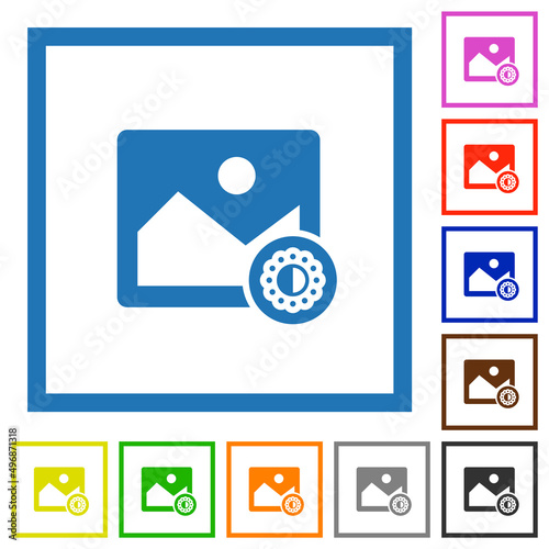 Image saturation flat framed icons
