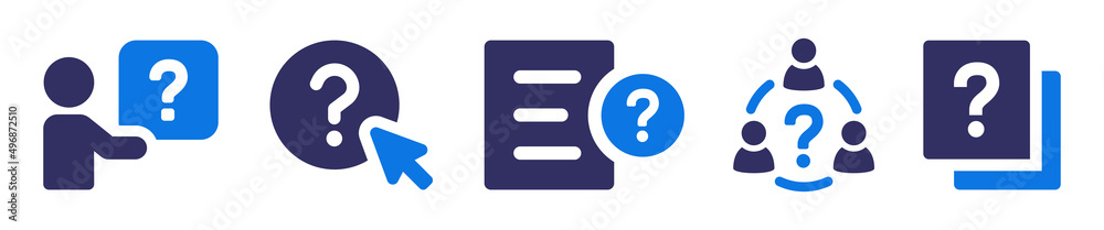 Question icon set. Containing question mark button, test and ask symbol icon isolated on white background. Question icon set. Containing question mark button, test and ask symbol icon isolated on white background.