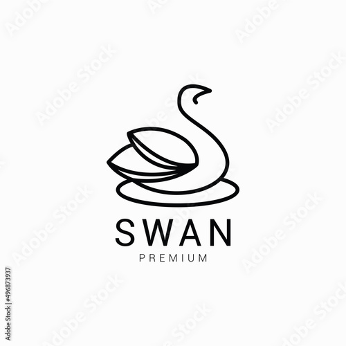 Fototapeta Naklejka Na Ścianę i Meble -  Swan line style logo icon design template flat vector Premium