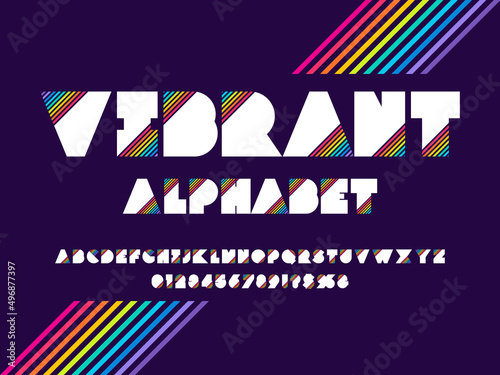 Vector of modern abstract alphabet design uppercase, numbers and symbols