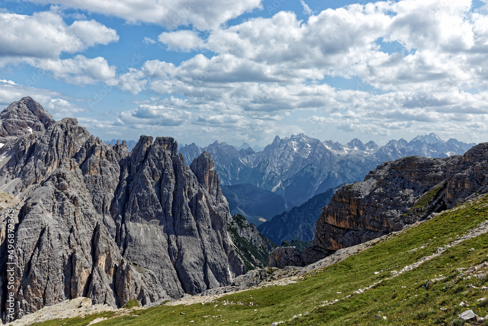 Fototapeta premium Peaks of the Marmarole Dolomites, mountains in summer, Alps, Italy, Europe