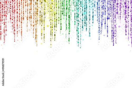 Rainbow glitter decoration garland on white background. Vector
