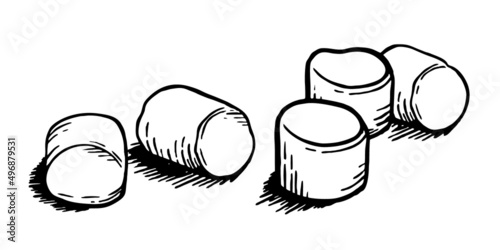 Marshmallow hand-drawn in doodle style Vector illustration isolated on white background