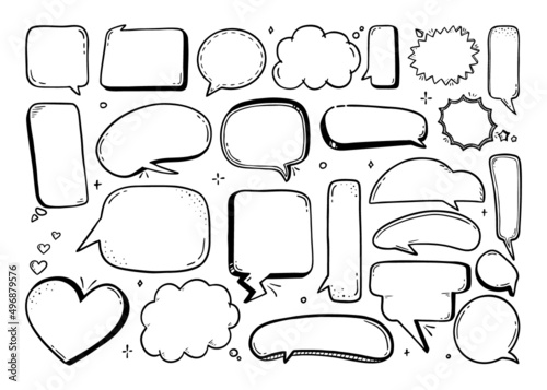 Comic speech bubble hand-drawn on a white background in the style of a doodle Vector illustration bubble chat, message element.