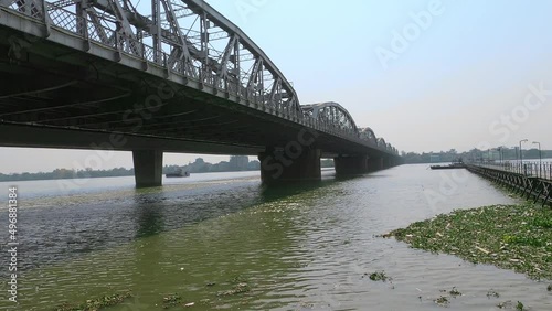 Vivekananda Setu bridge over the Hooghly River in West Bengal, India links the city of Howrah, at Bally, to Kolkata, at Dakshineswar. photo