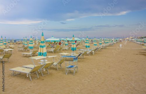 Rimini sandy beach on the Adriatic Sea, Italy © Lindasky76