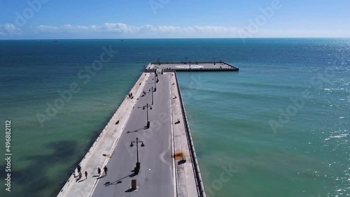 Aereal video of Edward B. Knight Pier in Key West Florida in a sunny day photo