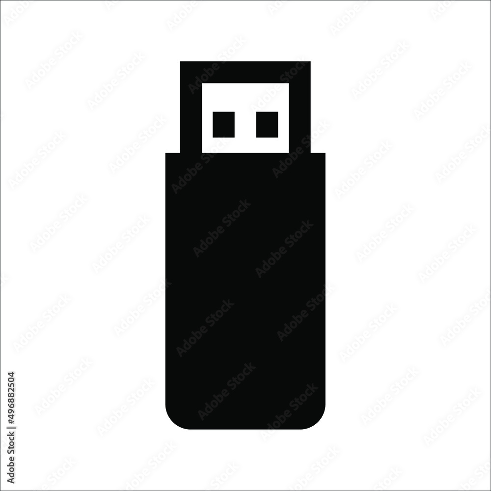 USB flash drive icon. Black icon isolated on white background. USB flash drive silhouette. Simple icon. Web site page and mobile app design vector element. USB flash drive icon. Black icon isolated on white background. USB flash drive silhouette. Simple icon. Web site page and mobile app design vector element.
