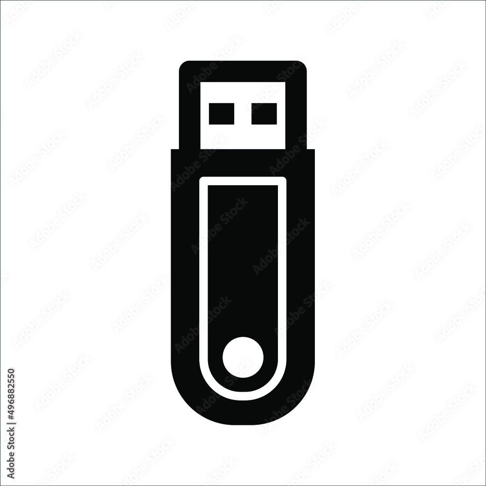 USB flash drive icon. Black icon isolated on white background. USB flash drive silhouette. Simple icon. Web site page and mobile app design vector element. USB flash drive icon. Black icon isolated on white background. USB flash drive silhouette. Simple icon. Web site page and mobile app design vector element.