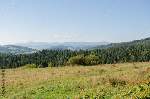 Beautiful landscapes of high mountains in warm autumn in the Carpathians © ann