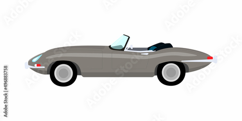 Cabriolet retro car. Color vector illustration in flat style. Isolated on white background.	