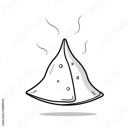 Indian street food hot samosa vector illustration.