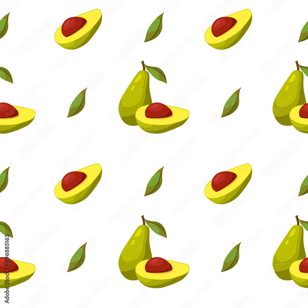 Seamless vector pattern with avocado. Print for textile, fabric, poster, card. Food backgr Seamless vector pattern with avocado. Print for textile, fabric, poster, card. Food backgr