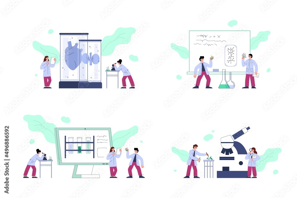 Genetic research, DNA manipulation in bioengineering laboratory in flat vector Genetic research, DNA manipulation in bioengineering laboratory in flat vector