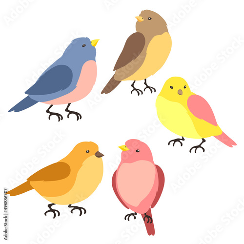 Wallpaper Mural Set of stylized birds. Image of wild birdie in simple style. Torontodigital.ca