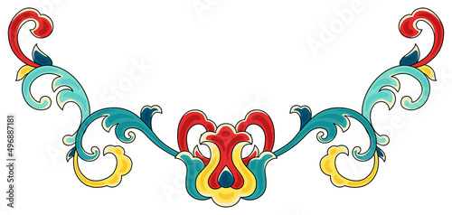 Chinese traditional ceramic ornament frame. Oriental traditional floral porcelain pottery ornament.