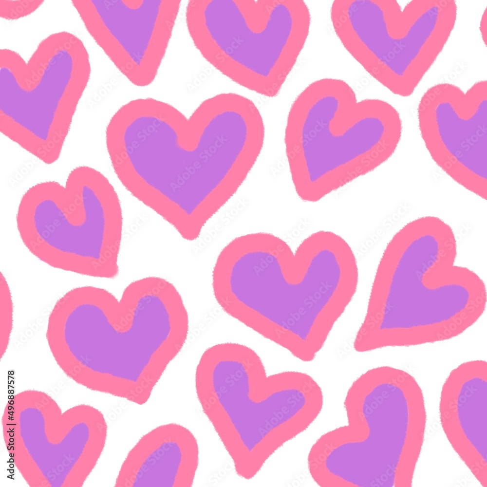 seamless pattern with pink hearts background