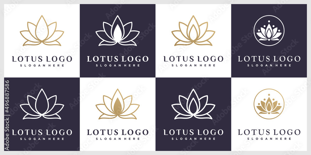 Set lotus icon logo design with creative concept