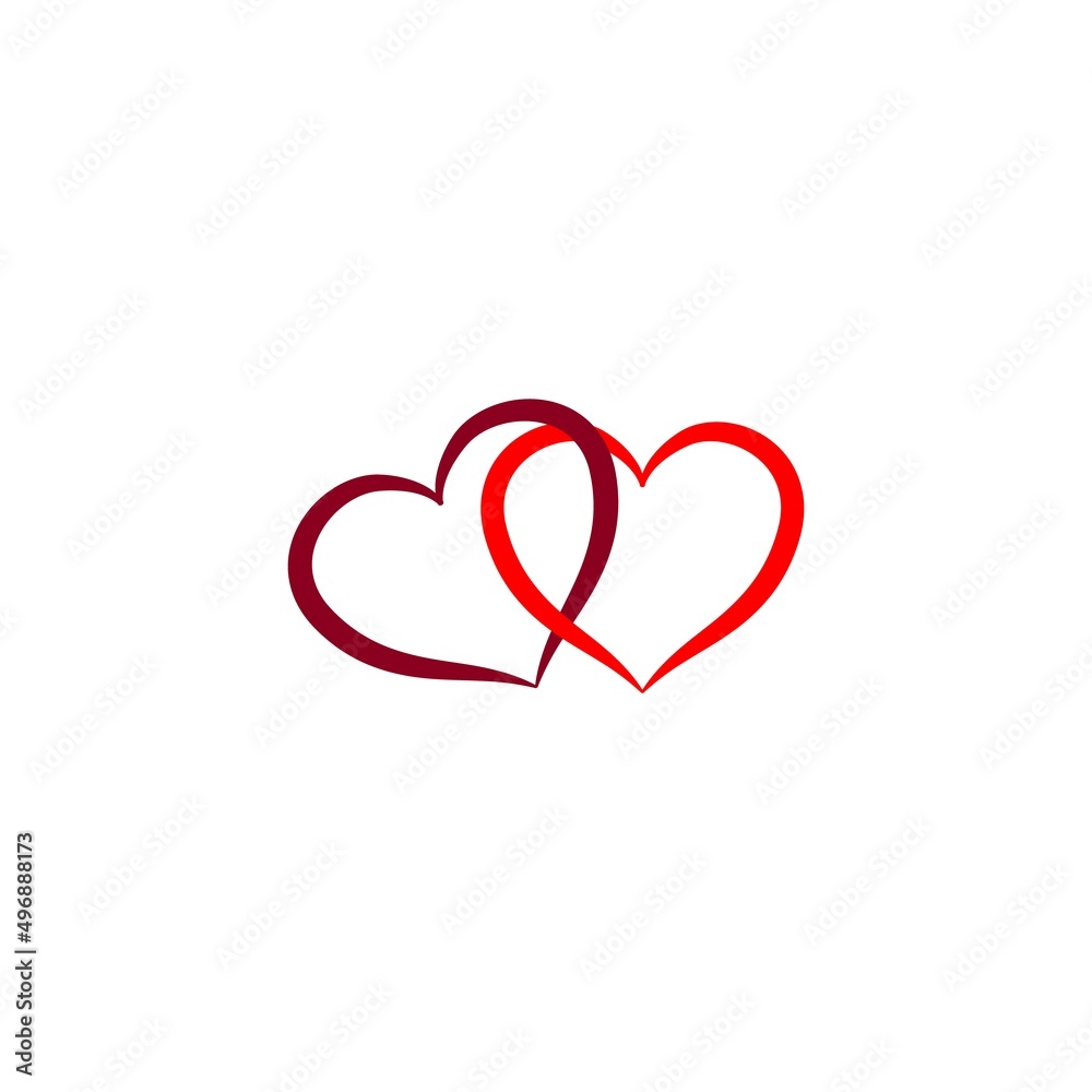 Two red heart card on white background Two red heart card on white background