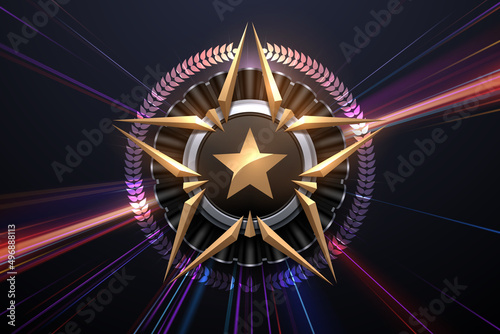 Golden star shape template with light effect