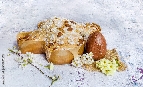 Traditional Italian Easter Dove Bread and Chocolate Easter Egg 