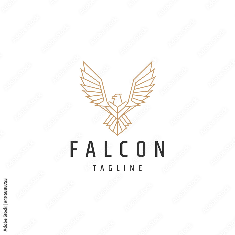Obraz premium Birds falcon line logo icon design template flat vector