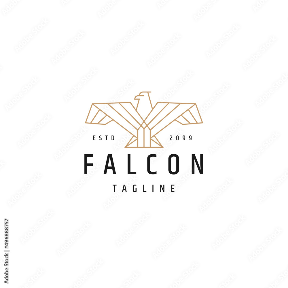 Fototapeta premium Birds falcon line logo icon design template flat vector
