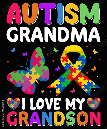 Autism Grandma I Love My Grandson T-Shirt Design.