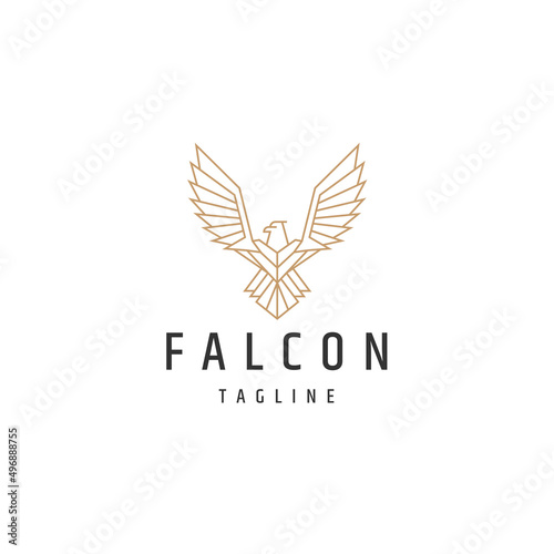Birds falcon line logo icon design template flat vector