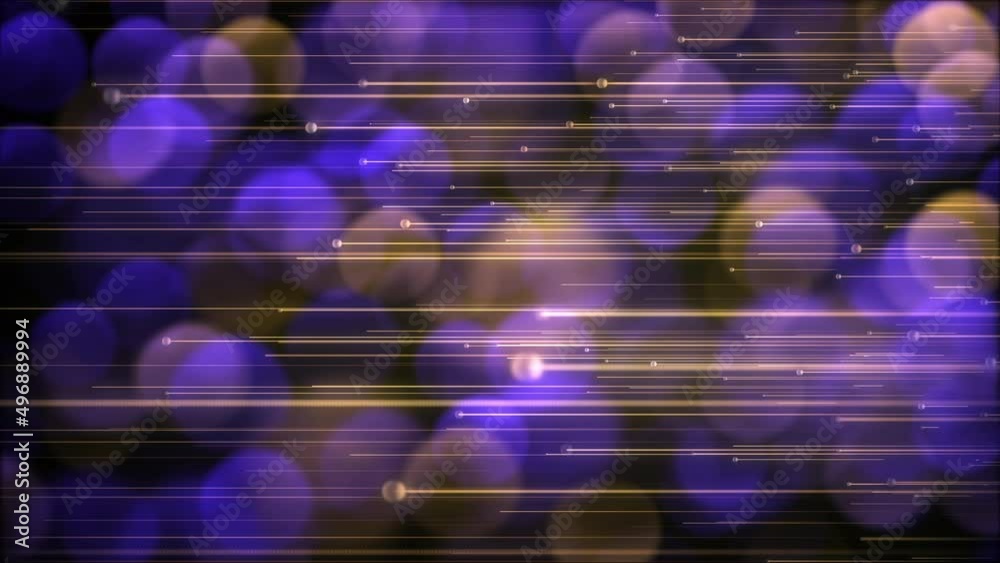 Glowing Gold Streak Looping Background with Purple Bokeh