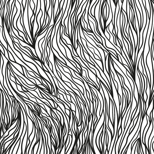 Wavy background. Hand drawn waves. Stripe abstract texture with many lines. Waved pattern. Black and white illustration for banners, flyers or posters