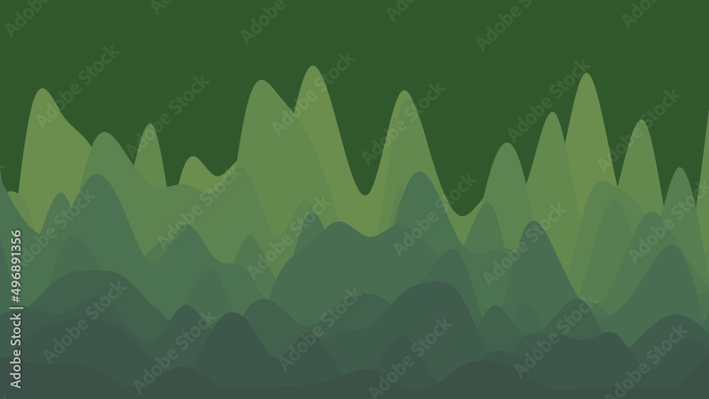 Illustration of mountains in green colors