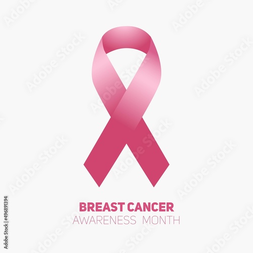 Breast cancer awareness month. Awareness ribbon banner illustration for care. Poster in support of women. Pink symbol.