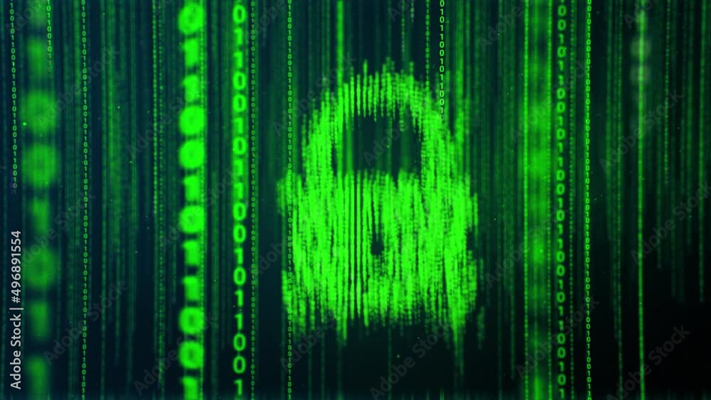 Green Binary Code,Matrix Code, Falling Digital Symbols With Padlock Icon Green Binary Code,Matrix Code, Falling Digital Symbols With Padlock Icon
